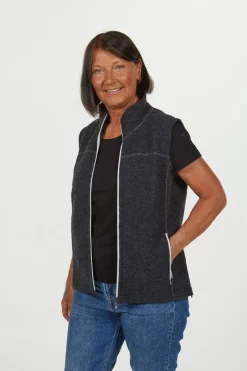 Ivanhoe of Sweden BEATA VEST, 100% FILTAD ULL — GRAPHITE MARL Sale