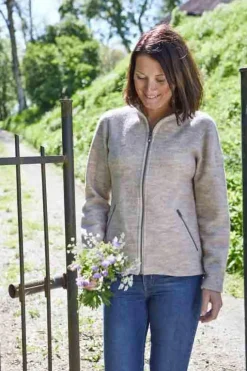 Ivanhoe of Sweden BELLA FULL ZIP, 60% FILTAD ULL, 40% LYOCELL — SAND Best
