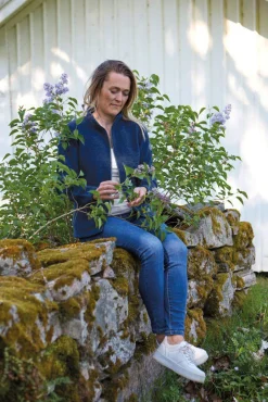 Ivanhoe of Sweden BELLA FULL ZIP, 60% FILTAD ULL, 40% LYOCELL — LIGHT NAVY Sale
