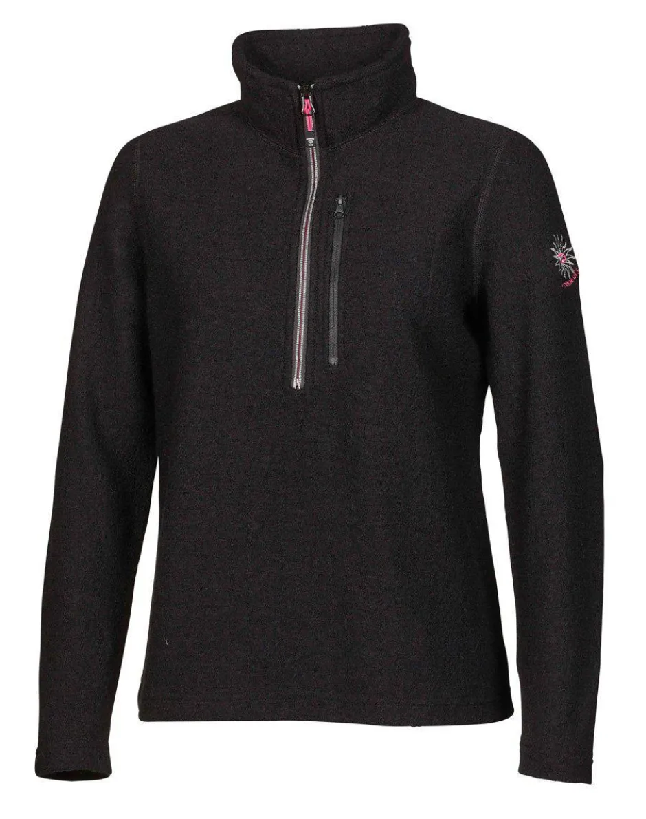 Ivanhoe of Sweden BONNIE HALF ZIP, 98% ULL — BLACK New