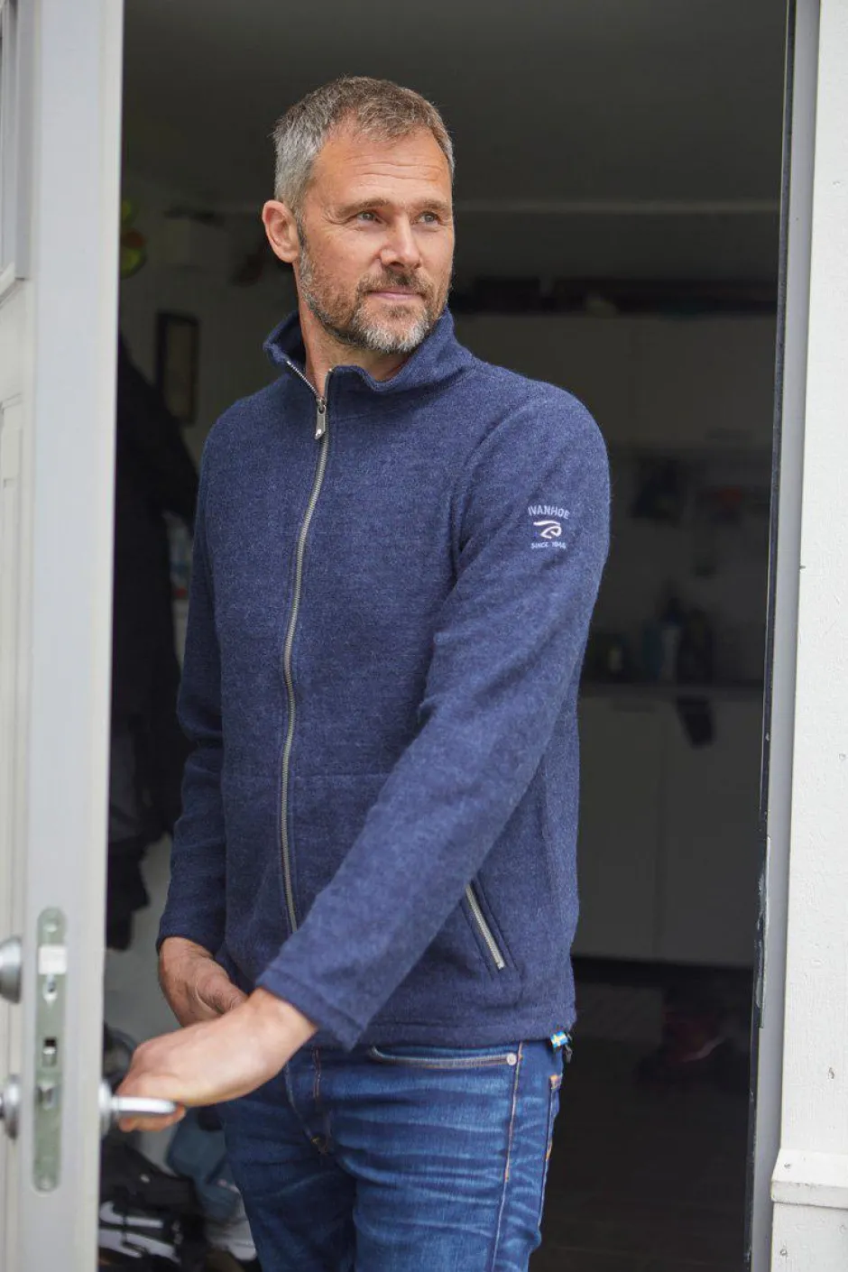 Ivanhoe of Sweden BRUNO FULL ZIP, 60% FILTAD ULL, 40% LYOCELL — LICHEN GREEN Clearance
