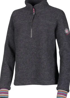 Ivanhoe of Sweden DINA HALF ZIP, 100% FILTAD ULL — GRAPHITE MARL New