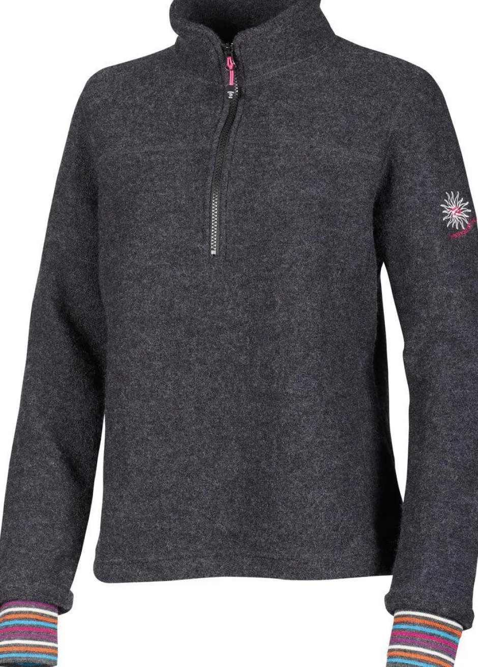 Ivanhoe of Sweden DINA HALF ZIP, 100% FILTAD ULL — GRAPHITE MARL New