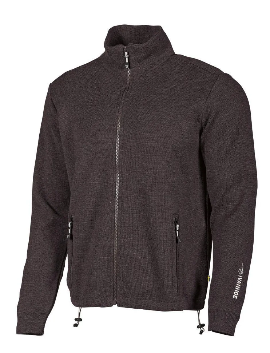 Ivanhoe of Sweden HADAR FULL ZIP, 100% EXTRA FINE MERINOULL — BLACK New