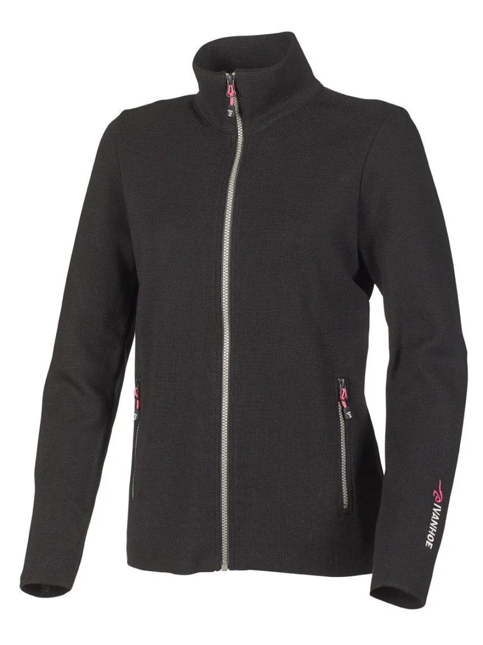Ivanhoe of Sweden HEDDA FULL ZIP, 100% EXTRA FINE MERINOULL — BLACK Best