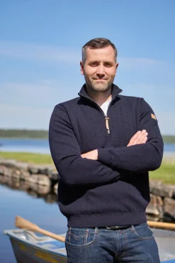 Ivanhoe of Sweden HUGO HALF ZIP, WINDBREAKER, 100% ULL — NAVY Discount