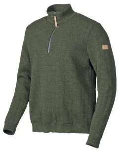 Ivanhoe of Sweden HUGO HALF ZIP, WINDBREAKER, 100% ULL — LODEN GREEN Clearance