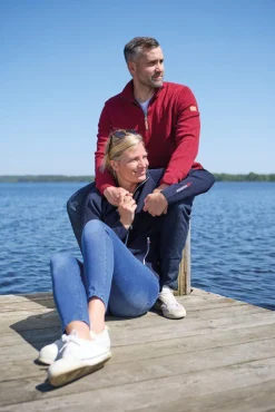 Ivanhoe of Sweden HUGO HALF ZIP, WINDBREAKER, 100% ULL — DEEP RED Fashion