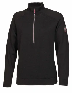 Ivanhoe of Sweden JANA HALF ZIP, 100% EXTRA FINE MERINOULL — BLACK Best