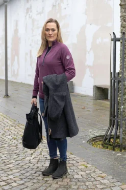 Ivanhoe of Sweden JANA HALF ZIP, 100% EXTRA FINE MERINOULL — PURPLE Outlet