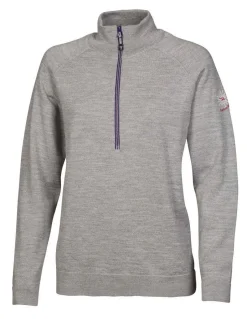 Ivanhoe of Sweden JANA HALF ZIP, 100% EXTRA FINE MERINOULL — GREY MARL Hot