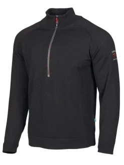 Ivanhoe of Sweden JOJJE HALF ZIP, 100% EXTRA FINE MERINOULL — BLACK Fashion