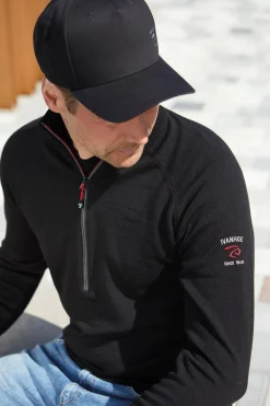 Ivanhoe of Sweden JOJJE HALF ZIP, 100% EXTRA FINE MERINOULL — BLACK Fashion