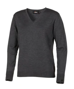 Ivanhoe of Sweden MERINO V-NECK FEMALE, 100% EXTRA FINE MERINOULL — GRAPHITE MARL New