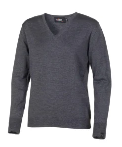 Ivanhoe of Sweden MERINO V-NECK FEMALE, 100% EXTRA FINE MERINOULL — GREY New