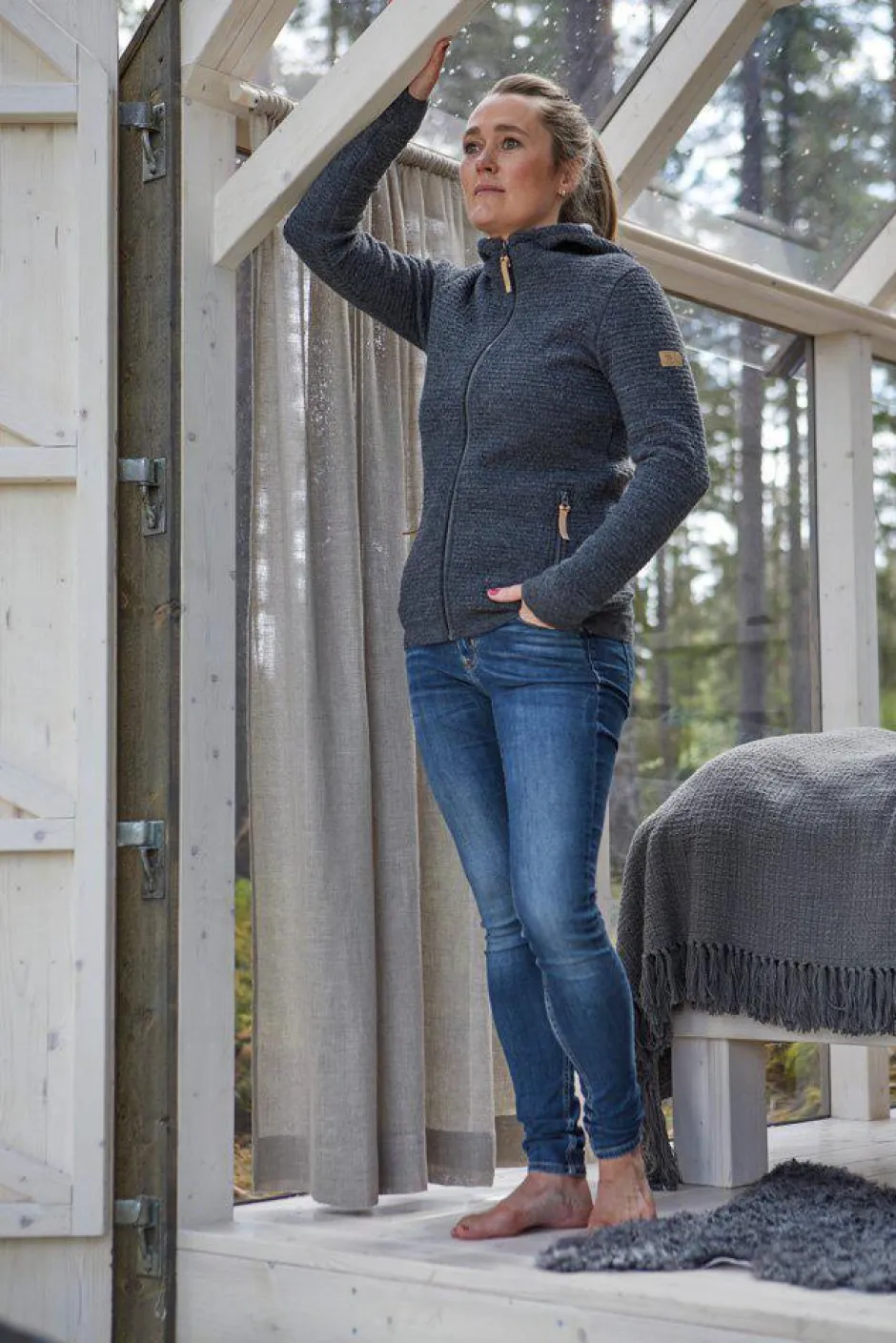 Ivanhoe of Sweden MOREL HOOD FEMALE, 60% FILTAD ULL, 40% LYOCELL — DENIM Online