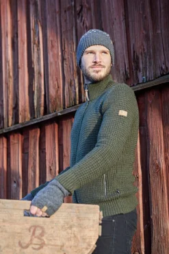 Ivanhoe of Sweden MORITZ FULL ZIP, 100% ULL — LODEN GREEN Clearance