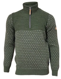 Ivanhoe of Sweden SVERRE HALF ZIP, 100% ULL — LODEN GREEN Online