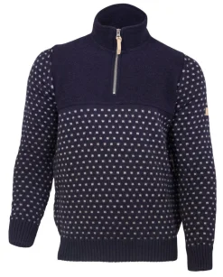 Ivanhoe of Sweden SVERRE HALF ZIP, 100% ULL — NAVY New