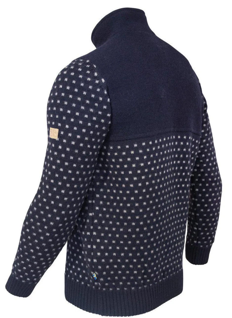 Ivanhoe of Sweden SVERRE HALF ZIP, 100% ULL — NAVY New